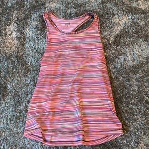 A rainbow cross back tank top